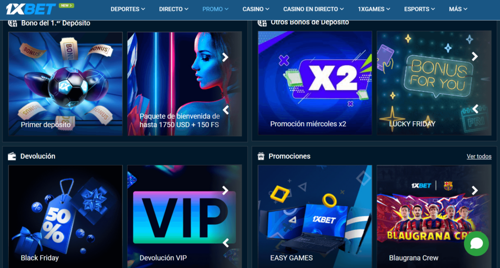 Bonos de bienvenida en 1xbet Ecuador